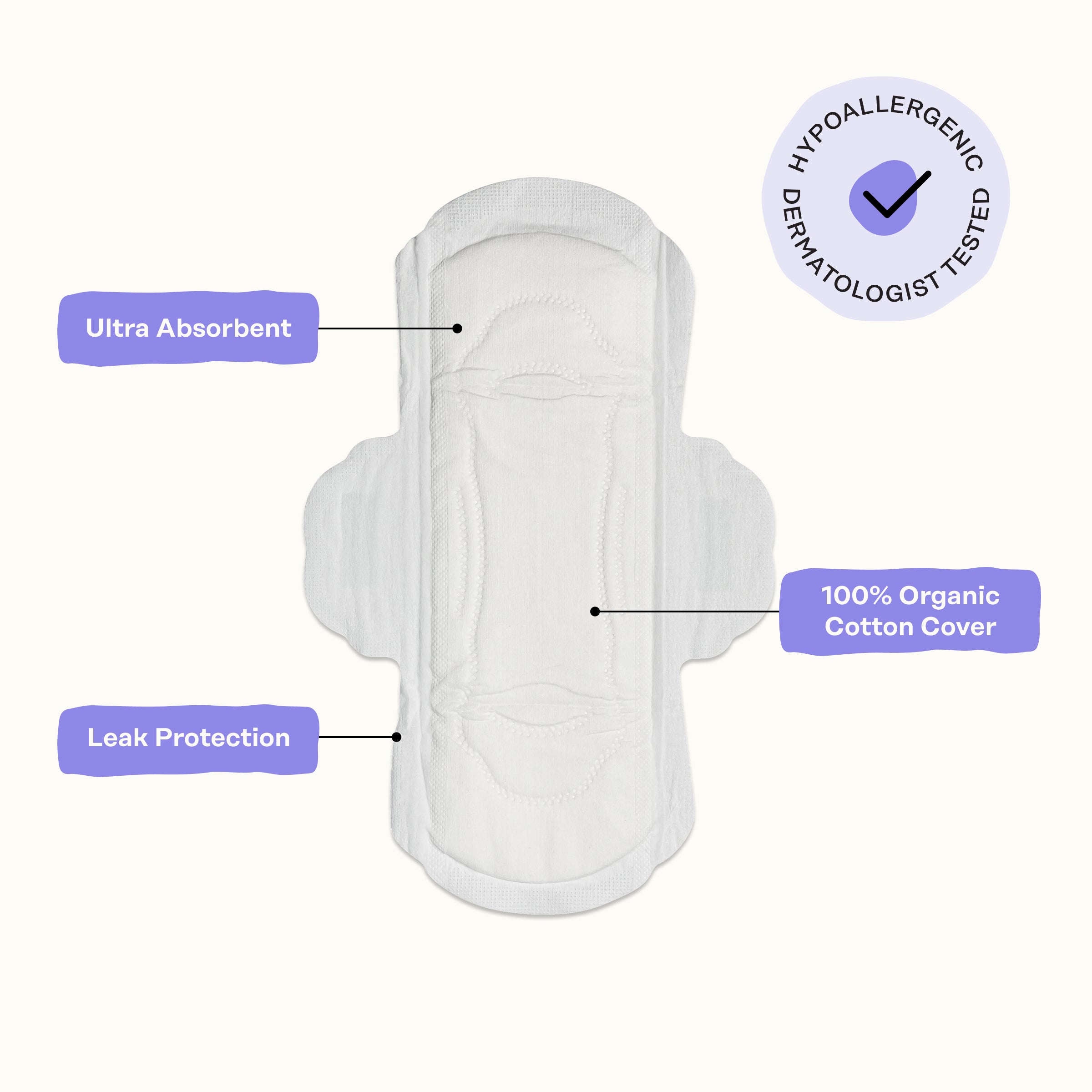Organic Cotton Cover Calming Herbal Infusion Regular Pads With Wings