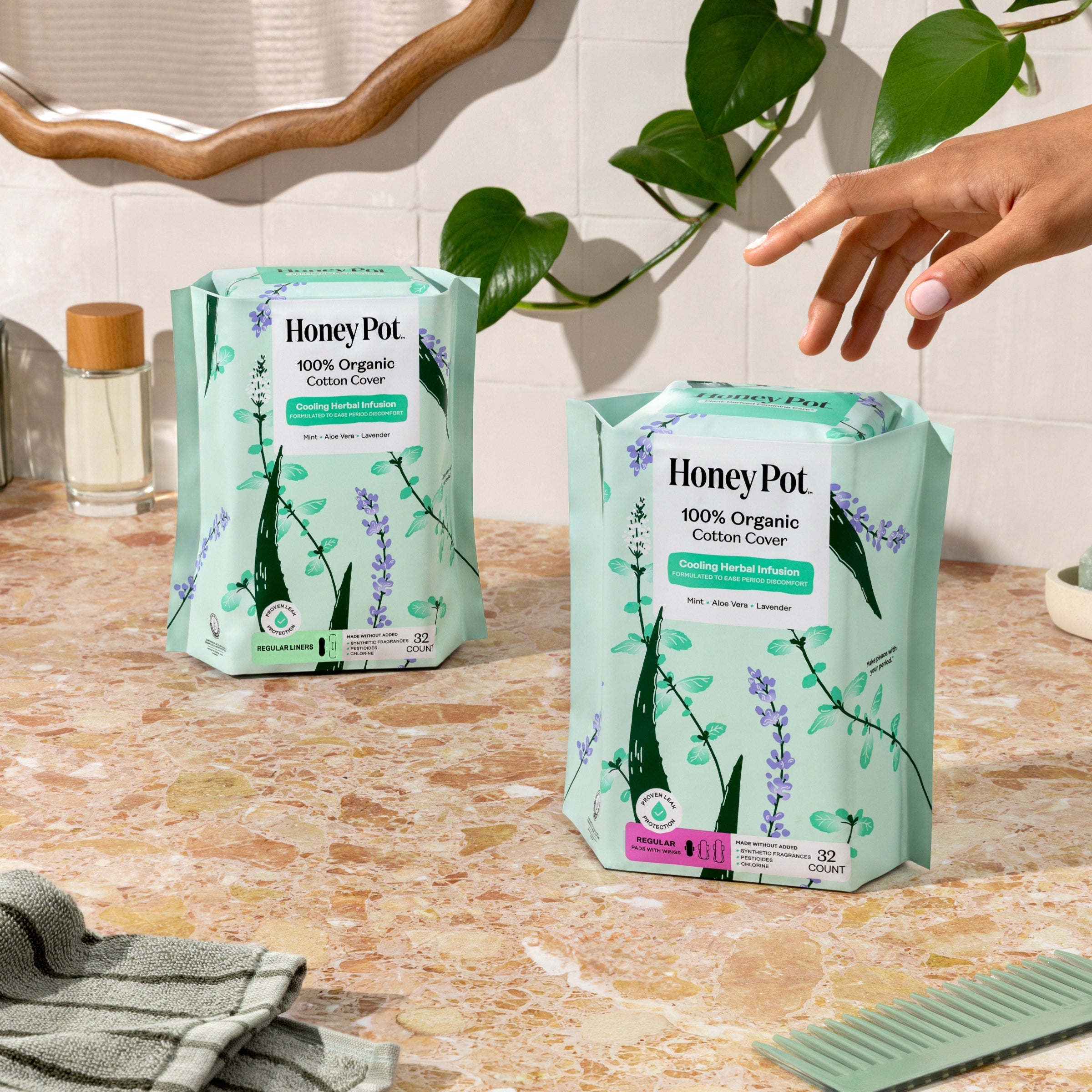 Organic Cotton Cooling Herbal Infusion Regular Liners — Medium Pack