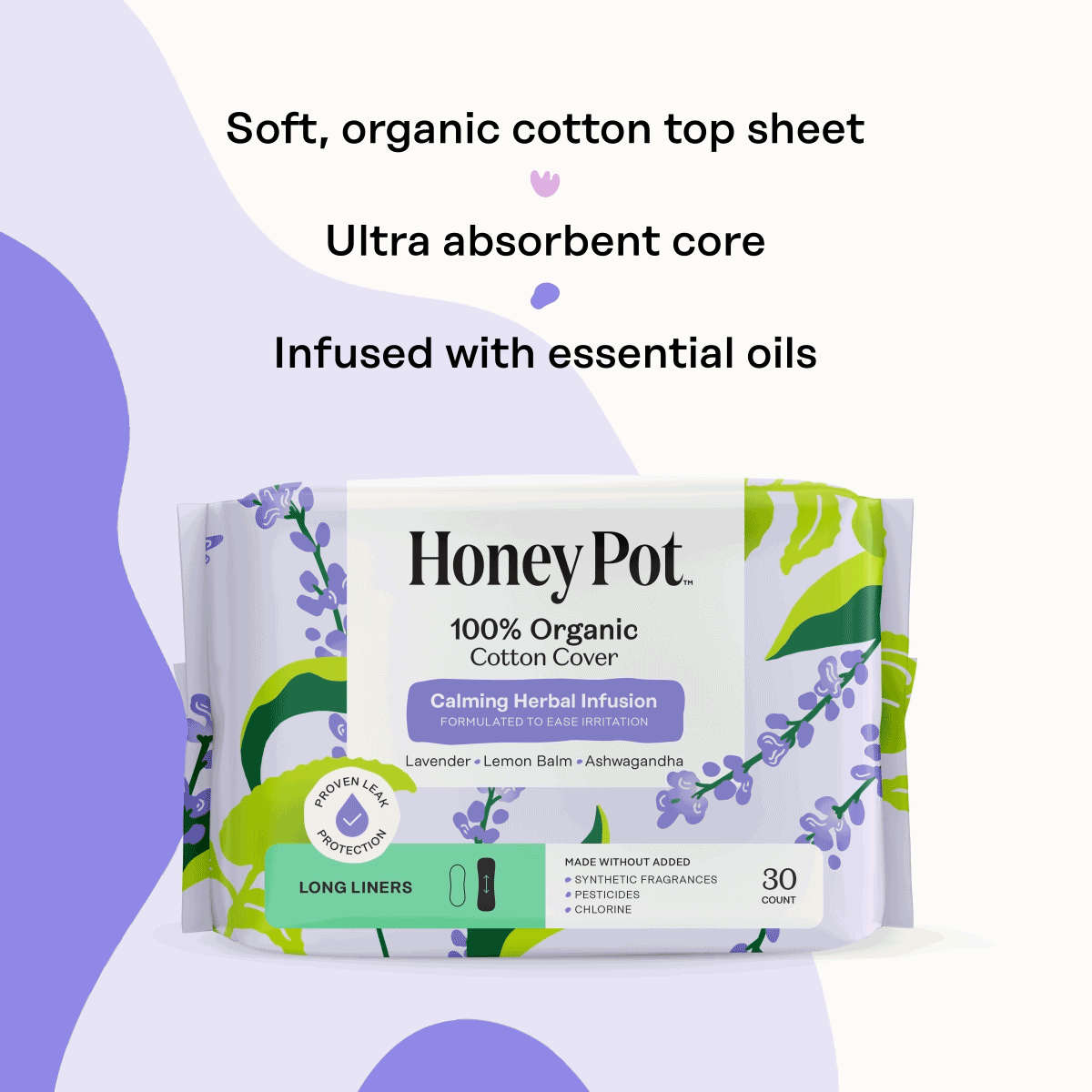 Organic Cotton Cover Calming Herbal Infusion Long Liners